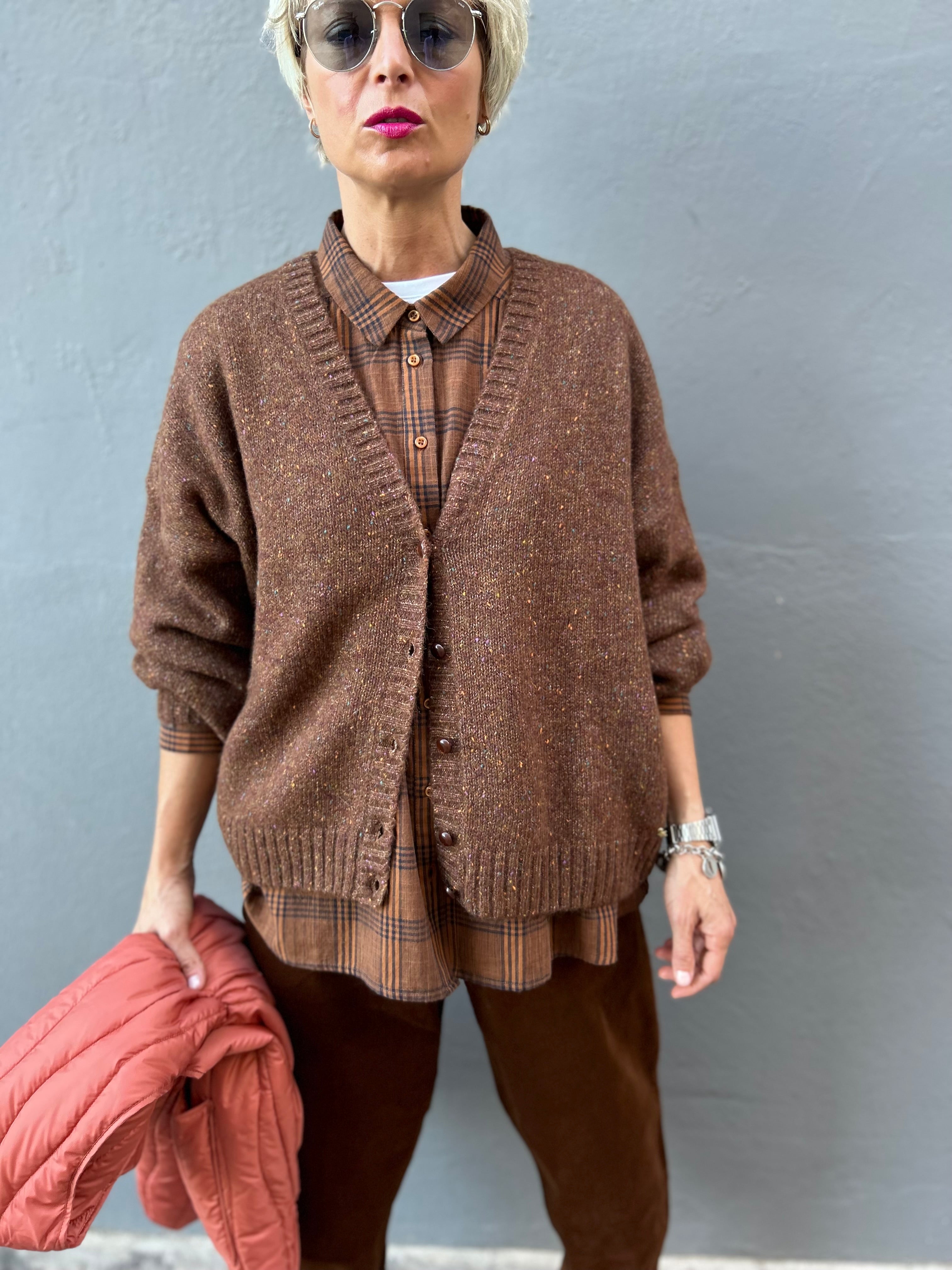 CARDIGAN SALE E PEPE MARRONE